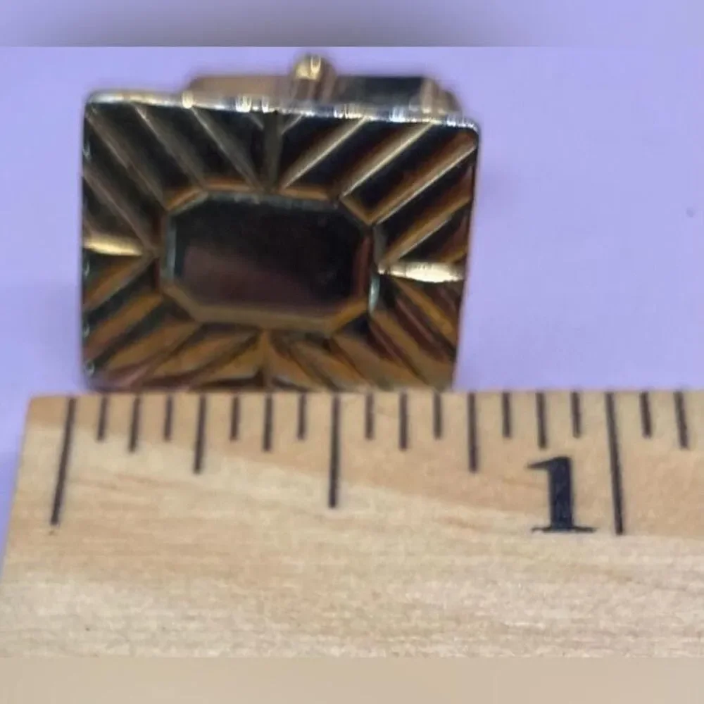 2 Pair Gold Tone Men's Cufflink Square Rectangle Bullet Back Classic Vintage MCM